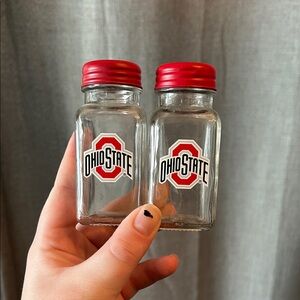 Ohio State Glass Shaker Salt and Pepper Set with Red Lids